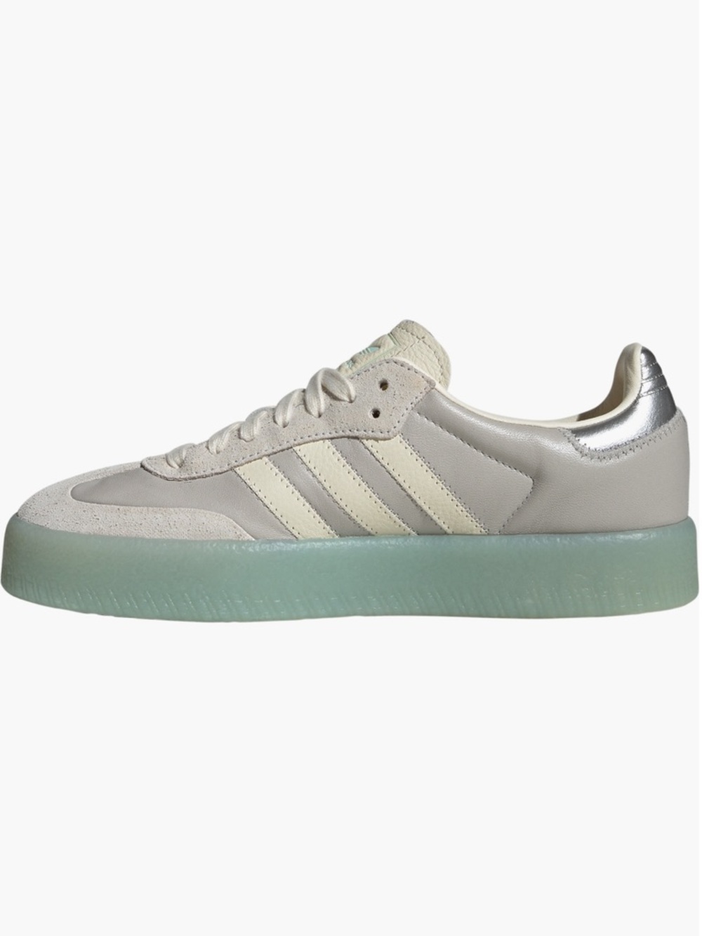 adidas Cream Leather Sneaker with Mint Green Gum Sole and Silver Heel